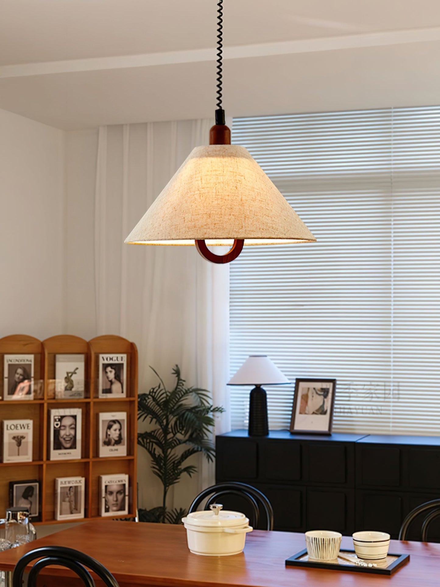 Loopeds Pendant Lamp Dia 17.7″ x H 16.5″ / Walnut color & Beige Pendant light