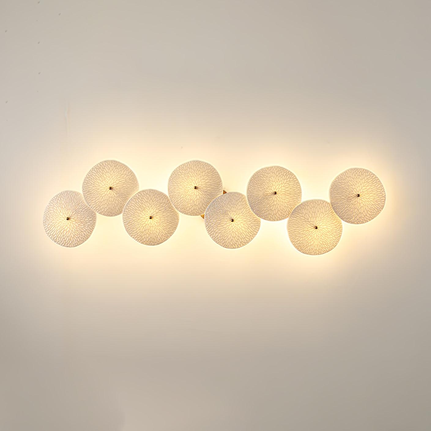Lotus Petal Wall Lamp 8 heads A L 37.4″ x H 11″ / L 95cm x H 28cm / Gold & White Ceramic Wall lamp