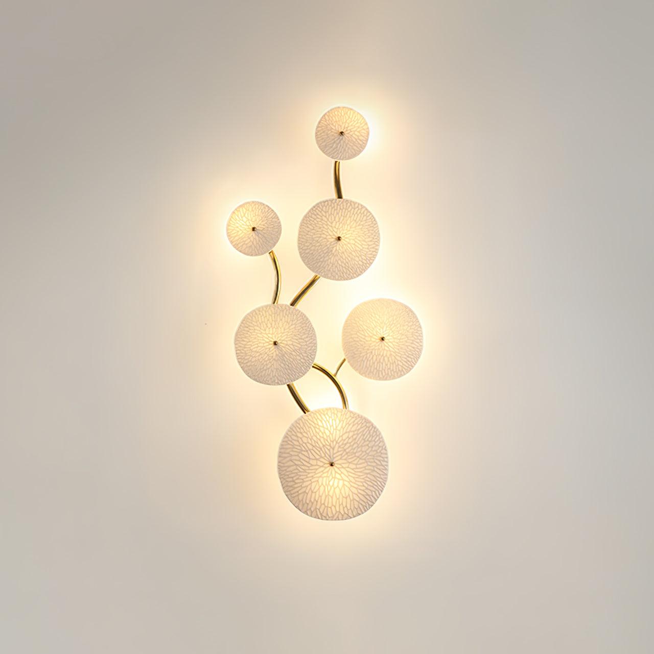 Lotus Petal Wall Lamp 6 heads B L 14.9″ x H 29.5″ / L 38cm x H 75cm / Gold & White Ceramic Wall lamp