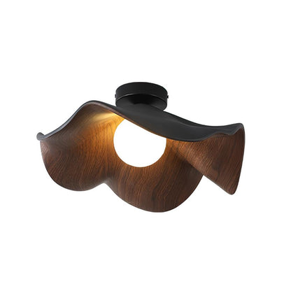 Lotus Leaf Ceiling Lamp Dia 11″ x H 3.9″ / Dia 28cm x H 10cm / Black & Walnut color Ceiling lamp