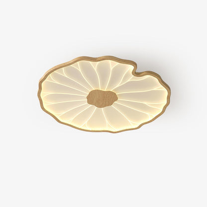Lotus Leaf Acrylic Ceiling Lamp ? 20.5″ x H 1.6″ / Dia 52cm x H 4cm / Hydrographic Nature Wood Grain Finish / Warm