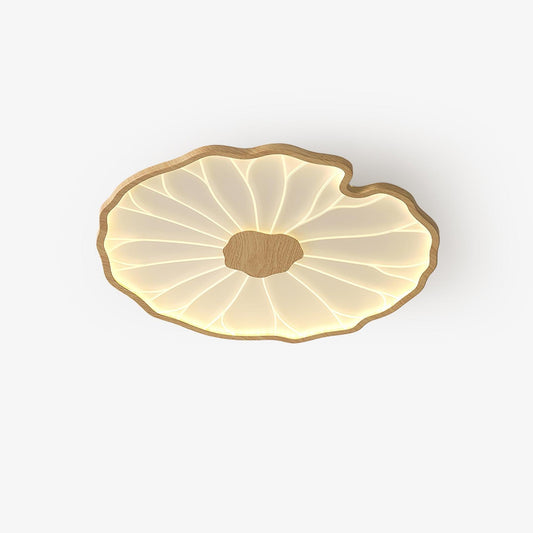 Lotus Leaf Acrylic Ceiling Lamp Dia 20.5″ x H 1.6″ / Dia 52cm x H 4cm / Hydrographic Nature Wood Grain Finish / Warm