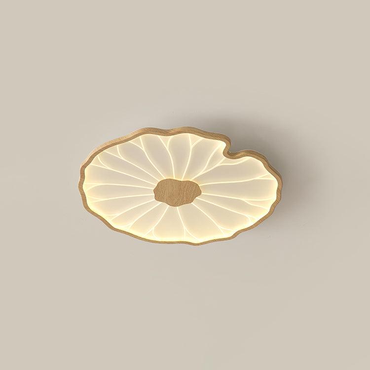 Lotus Leaf Acrylic Ceiling Lamp ? 11.8″ x H 1.6″ / Dia 30cm x H 4cm / Hydrographic Nature Wood Grain Finish / Warm
