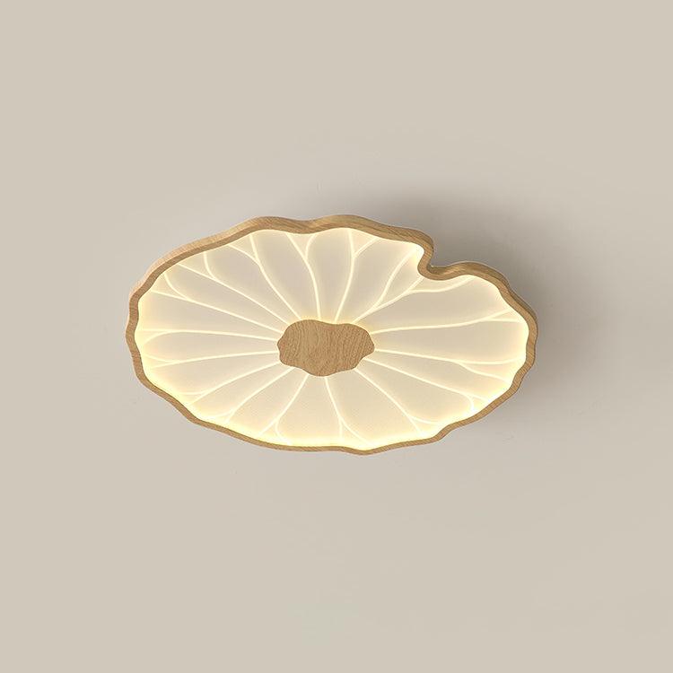 Lotus Leaf Acrylic Ceiling Lamp ? 15.7″ x H 1.6″ / Dia 40cm x H 4cm / Hydrographic Nature Wood Grain Finish / Warm