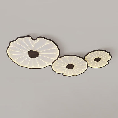 Lotus Leaf Acrylic Ceiling Lamp L 39.4″ x W 23.6″ x H 2.4″ / L 100cm x W 60cm x H 6cm / Hydrographic Walnut Wood Grain