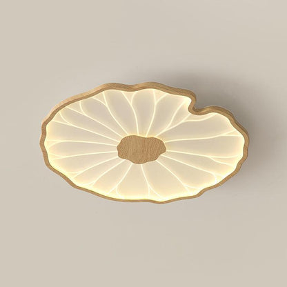 Lotus Leaf Acrylic Ceiling Lamp ? 28.3″ x H 1.6″ / Dia 72cm x H 4cm / Hydrographic Nature Wood Grain Finish / Warm