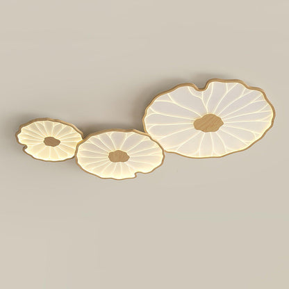 Lotus Leaf Acrylic Ceiling Lamp L 39.4″ x W 23.6″ x H 2.4″ / L 100cm x W 60cm x H 6cm / Hydrographic Nature Wood Grain