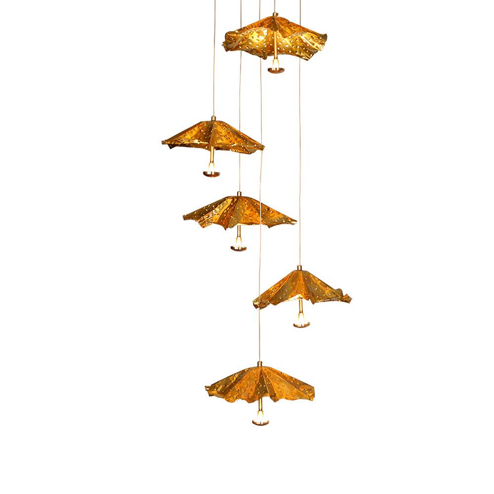 Livra Leaf Chandelier 6 heads: ? 19.7″ x H 59″ / Dia 50cm x H 150cm / Brass Chandelier
