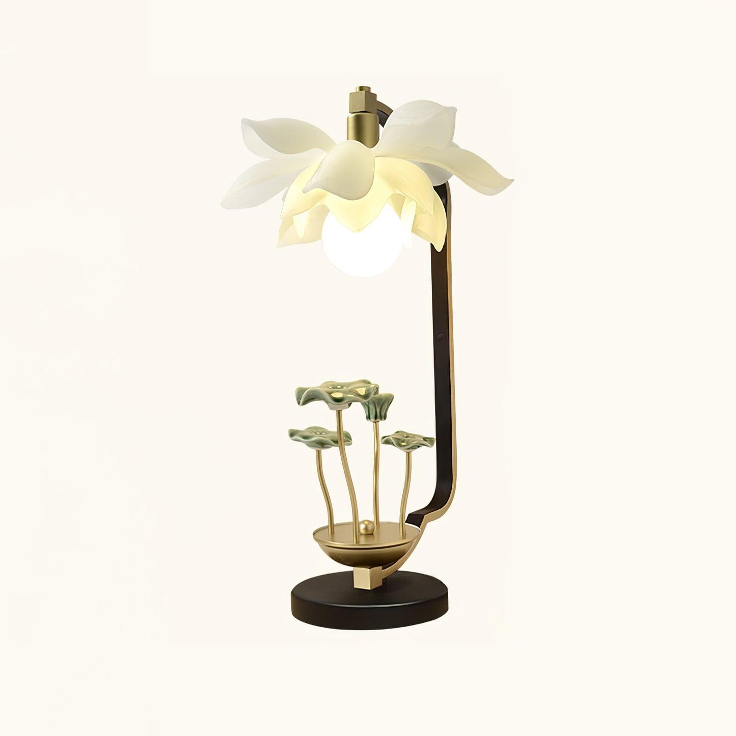 Lotus Table Lamp Dia 10.6″ x H 19.3″ / Dia 27cm x H 49cm / Black & Gold & White / US Plug Table lamp