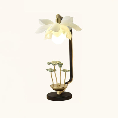 Lotus Table Lamp Dia 10.6″ x H 19.3″ / Dia 27cm x H 49cm / Black & Gold & White / US Plug Table lamp