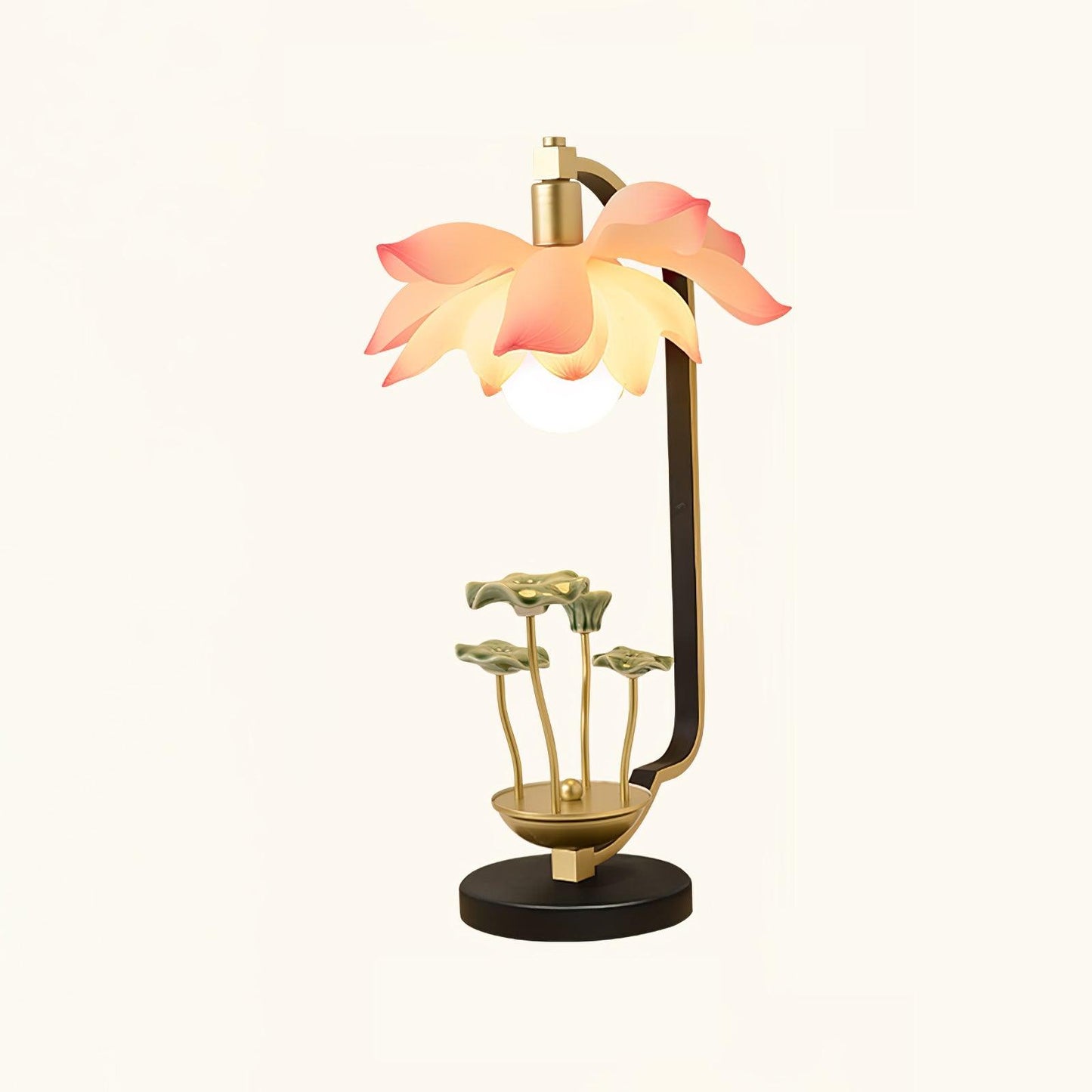 Lotus Table Lamp Dia 10.6″ x H 19.3″ / Dia 27cm x H 49cm / Black & Gold & Pink / US Plug Table lamp