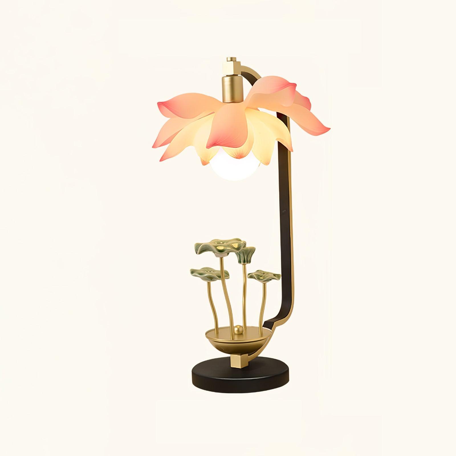 Lotus Table Lamp Dia 10.6″ x H 19.3″ / Dia 27cm x H 49cm / Black & Gold & Pink / US Plug Table lamp