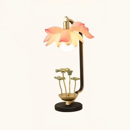 Lotus Table Lamp Dia 10.6″ x H 19.3″ / Dia 27cm x H 49cm / Black & Gold & Pink / US Plug Table lamp
