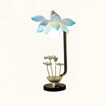 Lotus Table Lamp Dia 10.6″ x H 19.3″ / Dia 27cm x H 49cm / Black & Gold & Blue / US Plug Table lamp