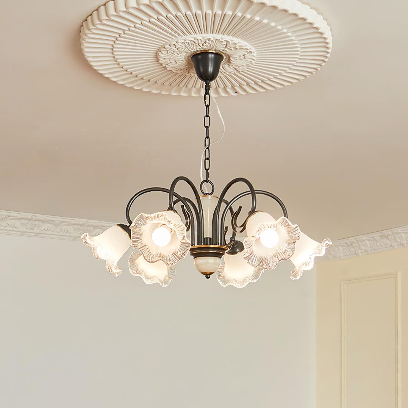 Luce Black Chandelier 6 Heads ? 30.7″ x H 12.6″ / Dia 78cm x H 32cm / Black & White Chandelier