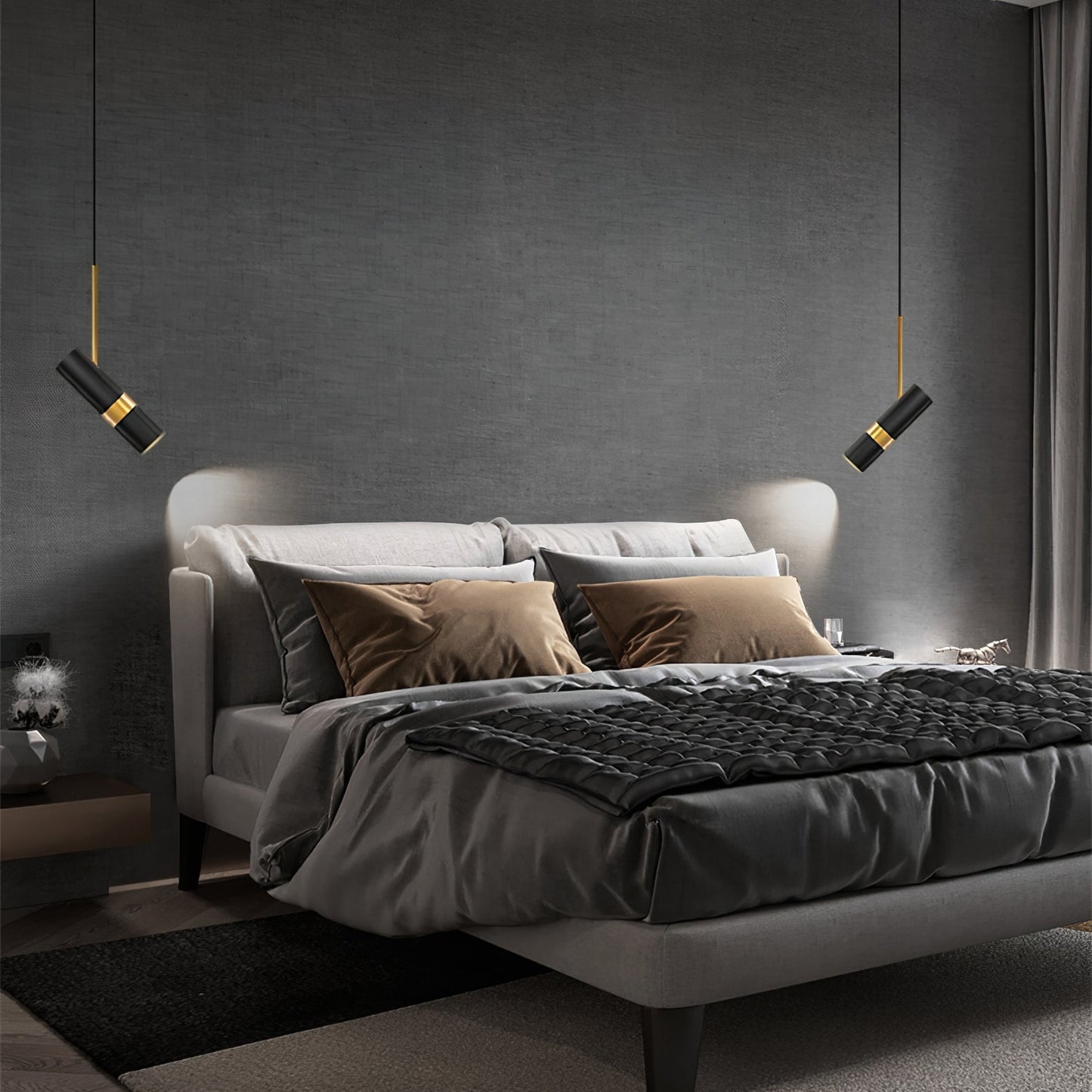 Lukas Pendant Light Dia 2.4″ x H 7.9″ / Dia 6cm x H 20cm / Black & Gold Pendant light