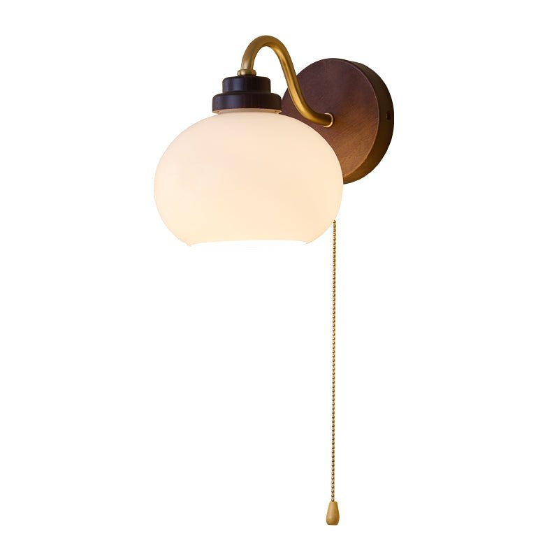 Lumea Crest Wall Lamp Model B Dia 11.0″ x W 9.8″ x H 8.7″ / Walnut wood color & Gold & White 1001 Wall lamp