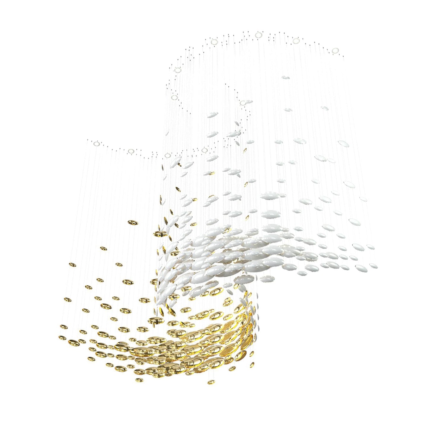 Lustre Bowl Collection Chandelier L 141.7″ x W 66.9″ x H 133.9″ / Gold & White / Warm Light Chandelier
