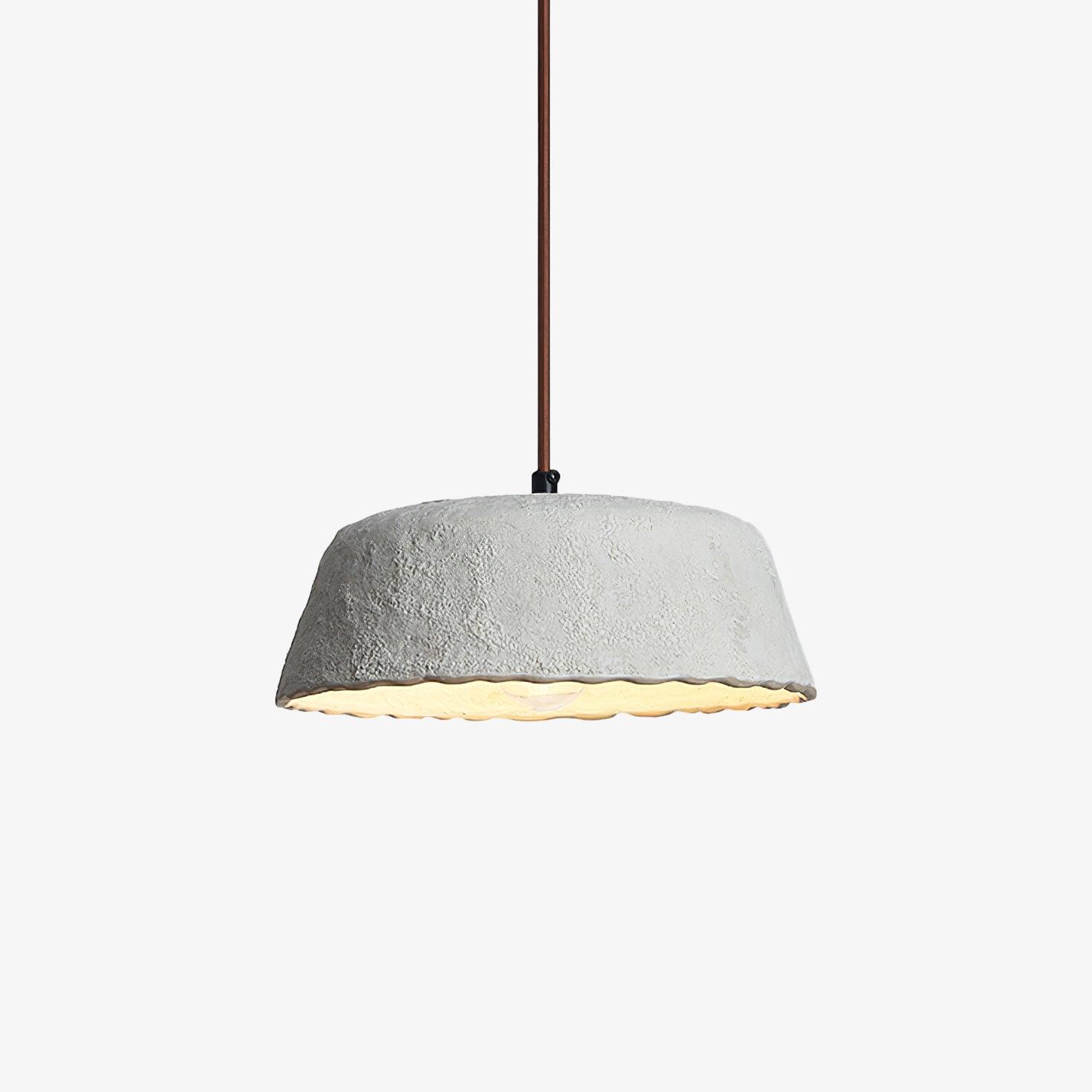 Bowlful Ceramic Pendant Lamp Dia 9.8″ x H 4.3″ / Dia 25cm x H 11cm / Grey Ceramic & Dark Wood Pendant light