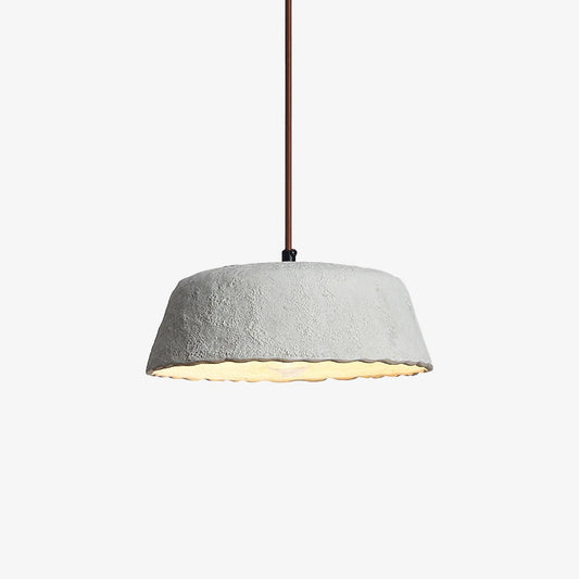 Bowlful Ceramic Pendant Lamp Dia 9.8″ x H 4.3″ / Dia 25cm x H 11cm / Grey Ceramic & Dark Wood Pendant light