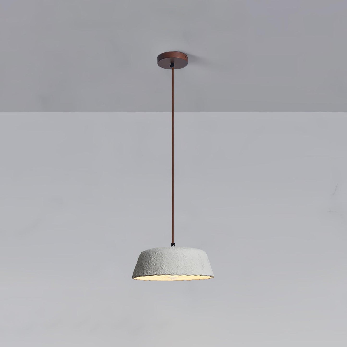 Bowlful Ceramic Pendant Lamp Dia 9.8″ x H 4.3″ / Dia 25cm x H 11cm / Grey Ceramic & Dark Wood Pendant light