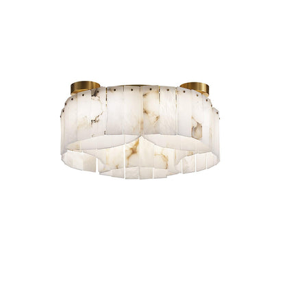 Luxe Alabaster Brass Ceiling Lamp Dia 21.7″ x H 8.9″ / Dia 55cm x H 22.5cm (G9 Bulbs*10) / Brass & White Ceiling lamp