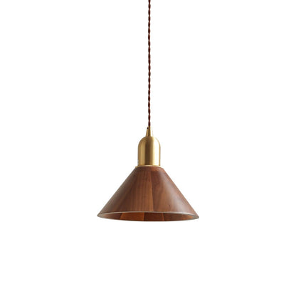 Lyfa Walnut Pendant Light Dia 7.5″ x H 6.3″ / Dia 19cm x H 16cm / Brass & Walnut wood Pendant light