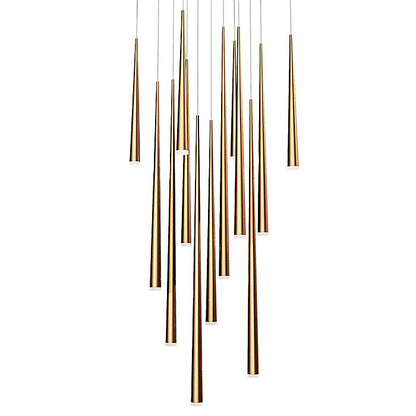 Cascade Etched Glass Square Multi-Light LED Pendant