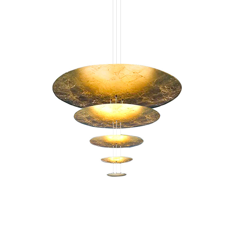 Machine Chandelier 5 layers Dia 7.1″ + 11.8″ + 19.7″ + 31.5″ + 47.2″ / Copper Plated / Warm Light Chandelier
