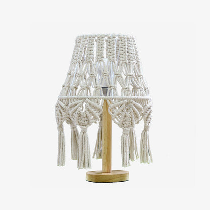Macrame Table Lamp Dia 11″ x H 15.7″ / Dia 28cm x H 40cm / White / US plug Table lamp