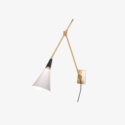 Magari Plug In Wall Lamp Dia 5.5″ x H 11″ / Dia 14cm x H 28cm / Black & White & Brass / US Plug Wall lamp