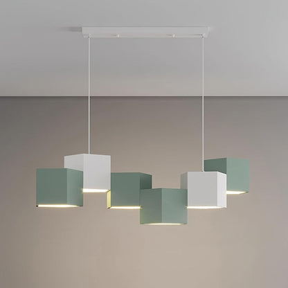 Magic Cube Pendant Lamp L 31.4″ x W11″ x H 27.5″ / L 80cm x W 28cm x H 70cm / Green & White / Warm White Pendant light