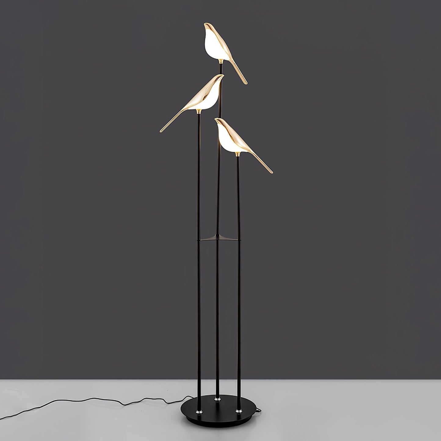 Magpie Perch Floor Lamp Dia 11.8″ x H 59.8″ / Black & Gold / US Plug Floor lamp