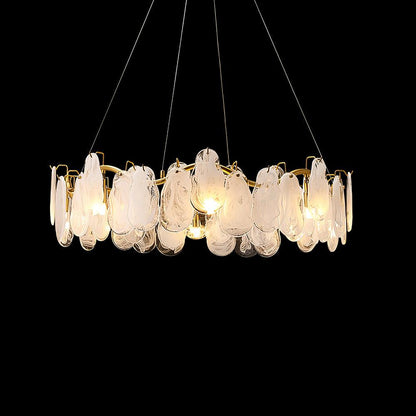 Mahina Cloud Chandelier Dia 33.4″ x H 10.2″ / Dia 85cm x H 26cm / Gold & White Glass Chandelier