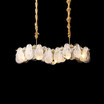 Mahina Cloud Chandelier L 31.4″ x W 5.1″ x H 10.2″ / L 80cm x W 13cm x H 26cm / Gold & White Glass Chandelier