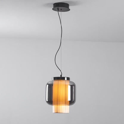 Manila T Pendant Lamp ? 9.8″ x H 10.8″ / Dia 25cm x H 27.5cm / Black + Smoke grey Pendant light