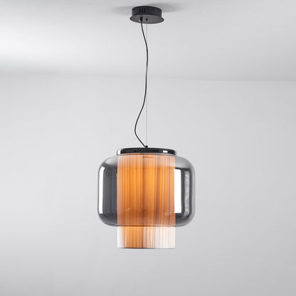 Manila T Pendant Lamp ? 16.5″ x H 15.7″ / Dia 42cm x H 40cm / Black + Smoke grey Pendant light