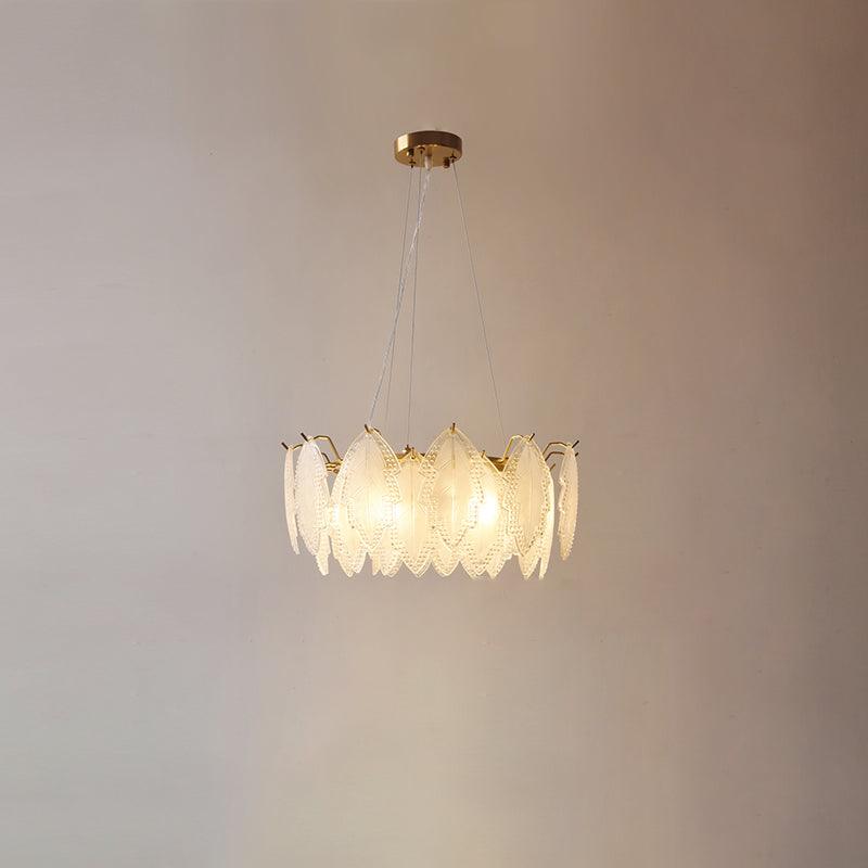 Maple Leaf Glass Chandelier ? 19.7″ x H 8.3″ / Dia 50cm x H 21cm / Frosted white glass Chandelier