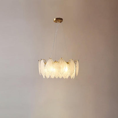 Maple Leaf Glass Chandelier ? 19.7″ x H 8.3″ / Dia 50cm x H 21cm / Frosted white glass Chandelier