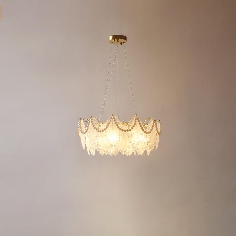 Maple Leaf Glass Chandelier ? 19.7″ x H 8.3″ / Dia 50cm x H 21cm / Pearl style: Frosted white glass Chandelier