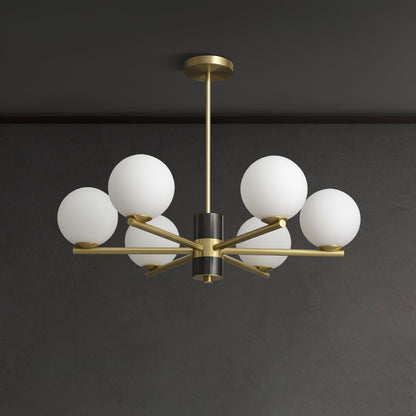Marais Chandelier 6 Heads ? 25.9″ x H 24″ / Dia 66cm x H 61cm / Black & Gold & White Chandelier