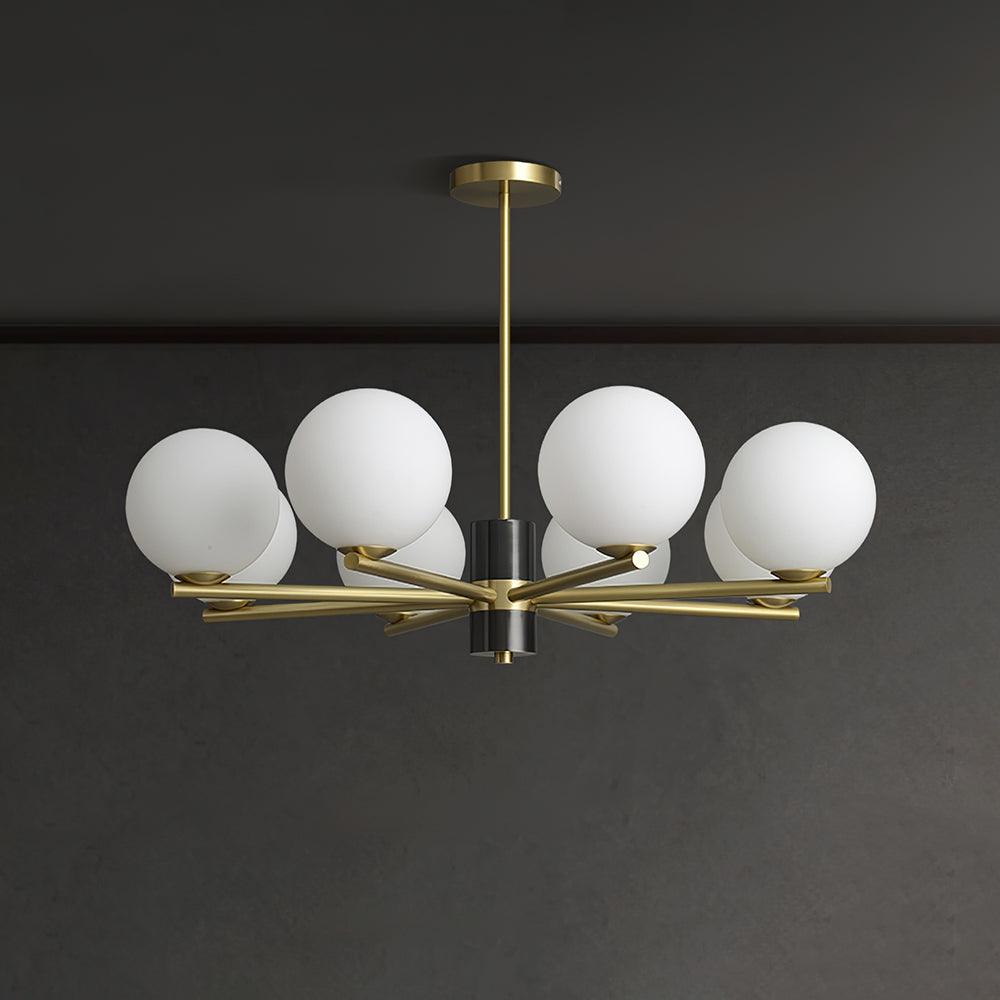 Marais Chandelier 8 Heads ? 32.6″ x H 24″ / Dia 83cm x H 61cm / Black & Gold & White Chandelier