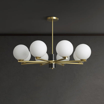 Marais Chandelier 8 Heads ? 32.6″ x H 24″ / Dia 83cm x H 61cm / Black & Gold & White Chandelier