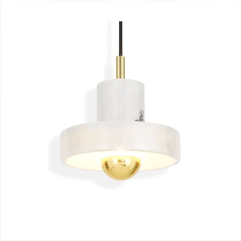 Marble Aura Pendant Lamp Dia 7.1″ x H 6.3″ / Gold & White / Warm Light Pendant light