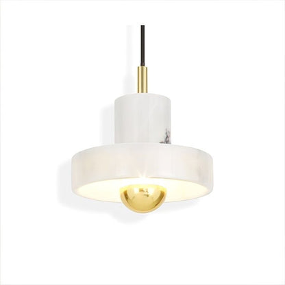Marble Aura Pendant Lamp Dia 7.1″ x H 6.3″ / Gold & White / Warm Light Pendant light