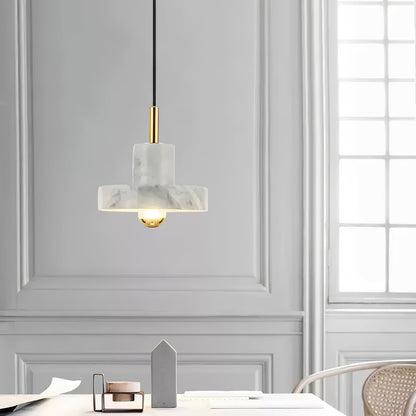 Marble Aura Pendant Lamp Dia 7.1″ x H 6.3″ / Gold & White / Warm Light Pendant light