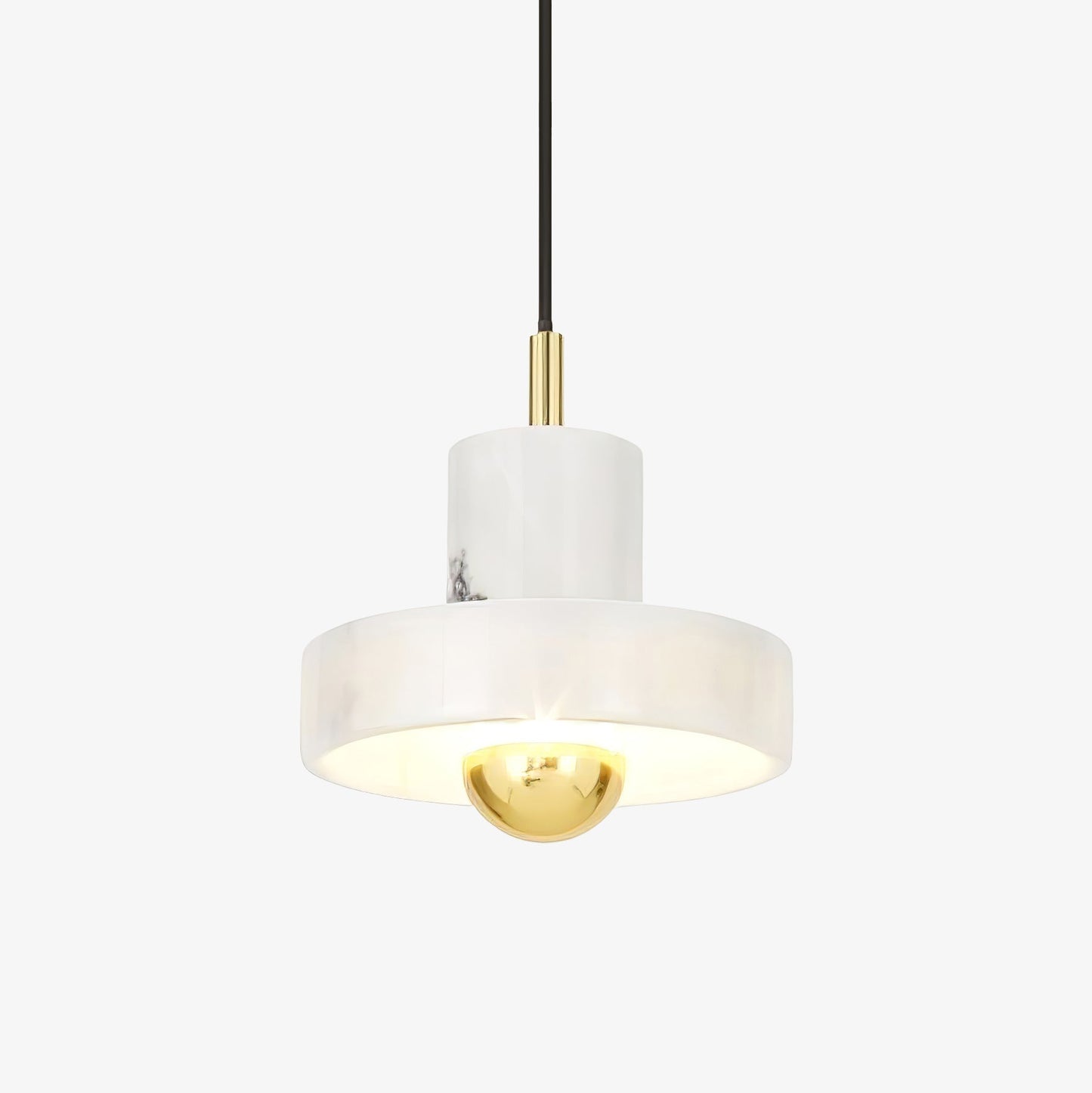 Marble Aura Pendant Lamp Dia 7.1″ x H 6.3″ / Gold & White / Warm Light Pendant light