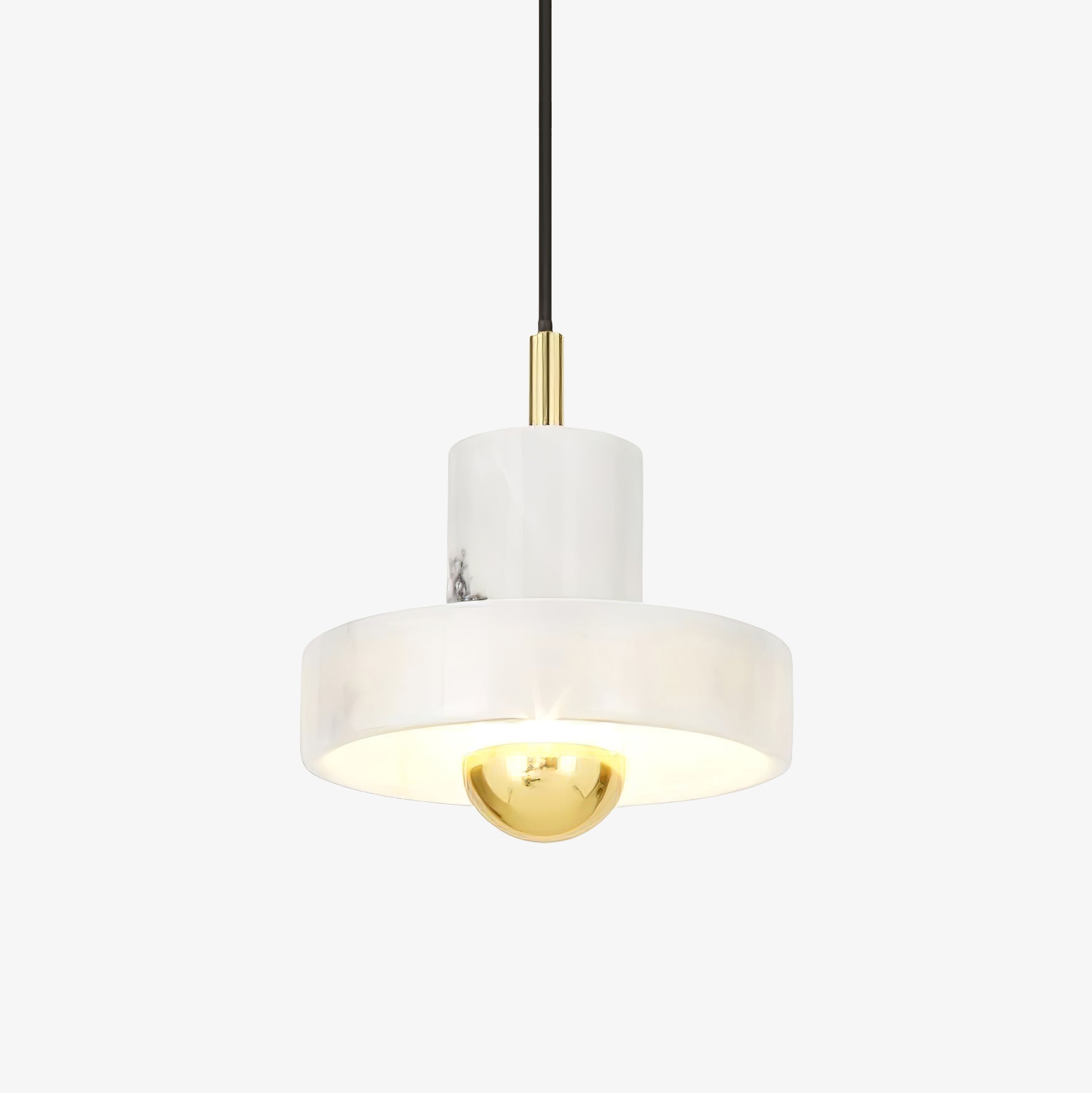 Marble Aura Pendant Lamp Dia 7.1″ x H 6.3″ / Gold & White / Warm Light Pendant light
