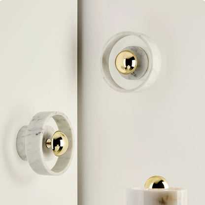Marble Aura Wall Lamp ? 7.1″ x H 4.3″ / Gold & White / Warm Light Wall lamp