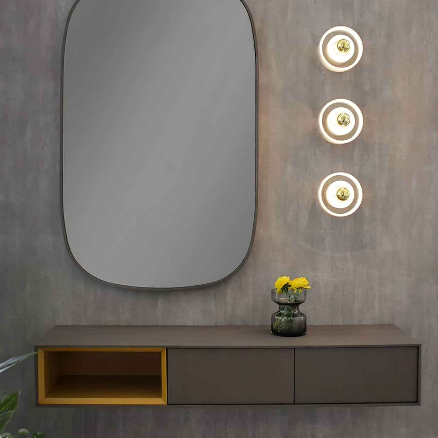Marble Aura Wall Lamp ? 7.1″ x H 4.3″ / Gold & White / Warm Light Wall lamp